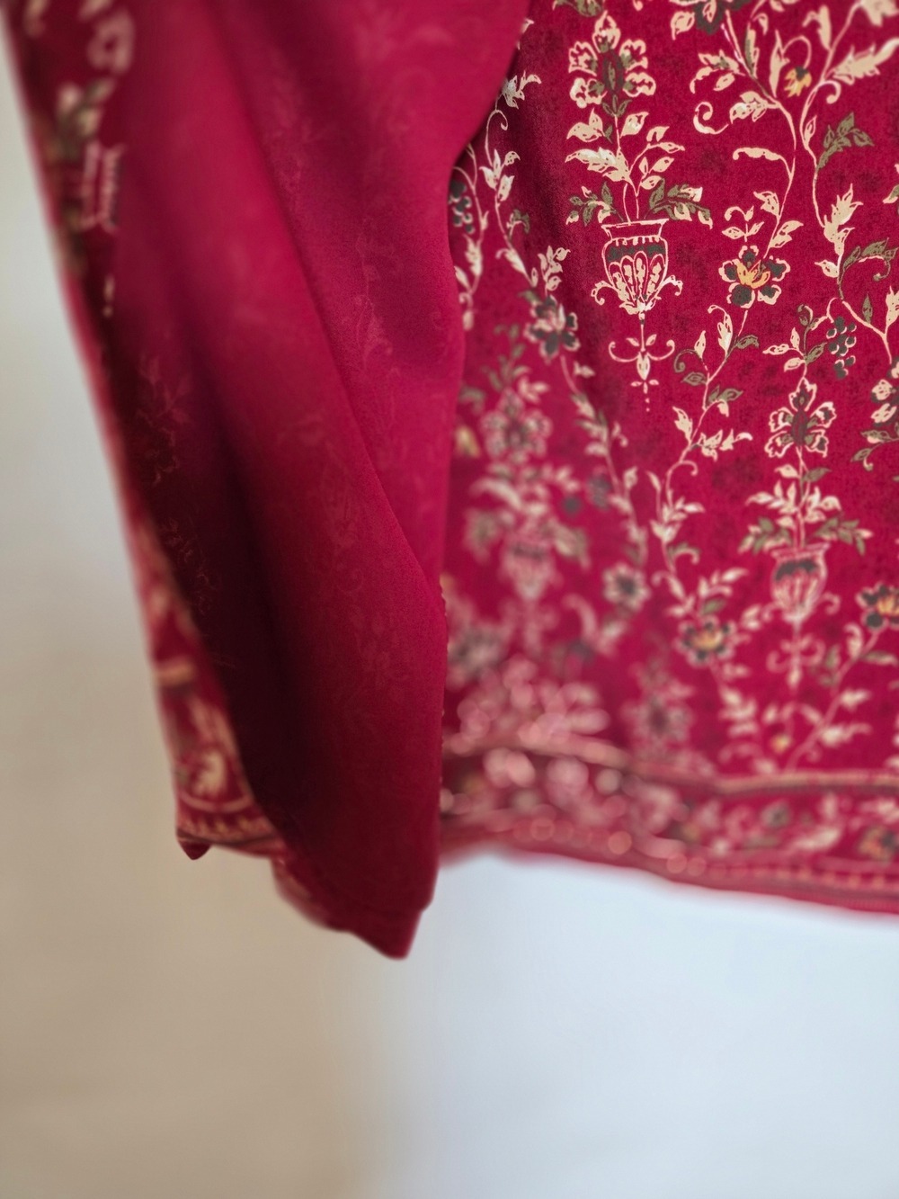 CHARTER CLUB WRAP MAXI SKIRT WOMEN BURGUNDY FLORAL PRINT 90's Y2K SZ 14 - Picture 7 of 9